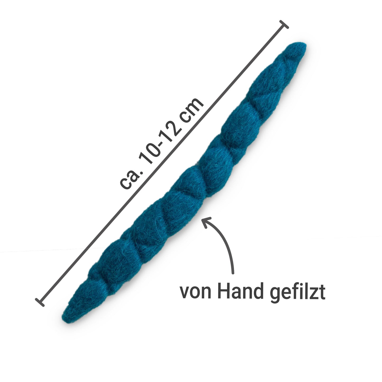 10 handgerollte Filzwürmer