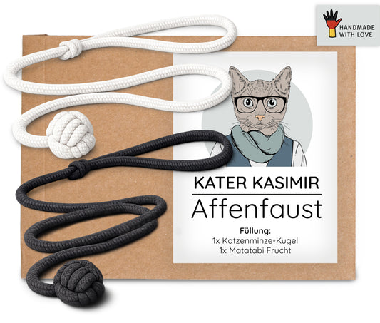 2 gefüllte Affenfäuste aus Baumwolle (Katzenminze, Matatabi-Frucht)