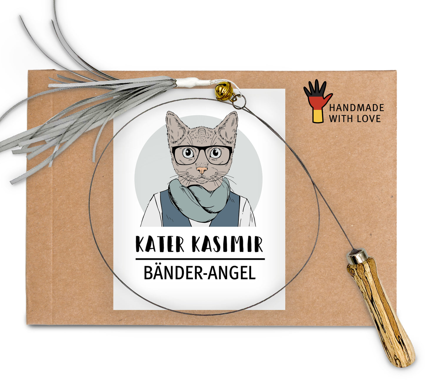 Katzenangel mit Bändern