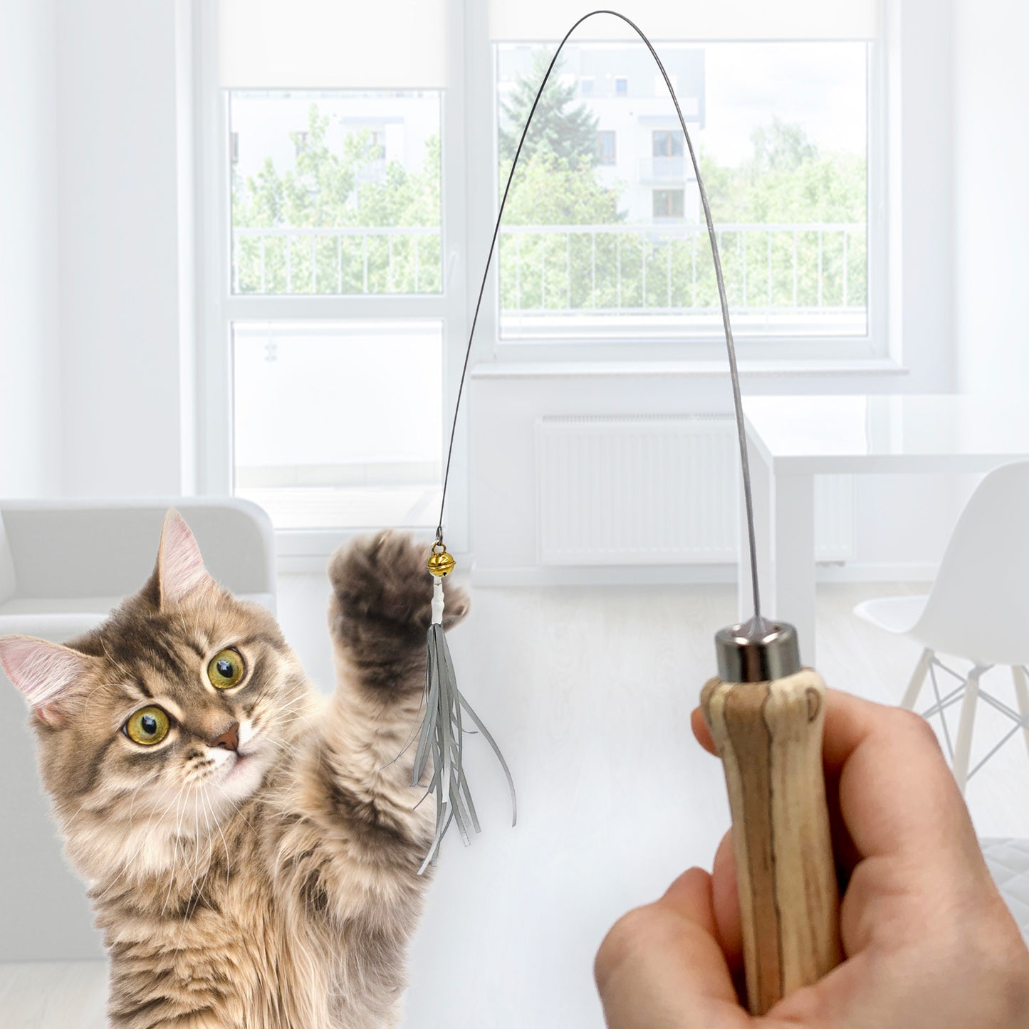 Katzenangel mit Bändern