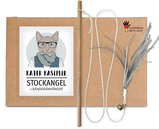 Katzenangel mit Bändern